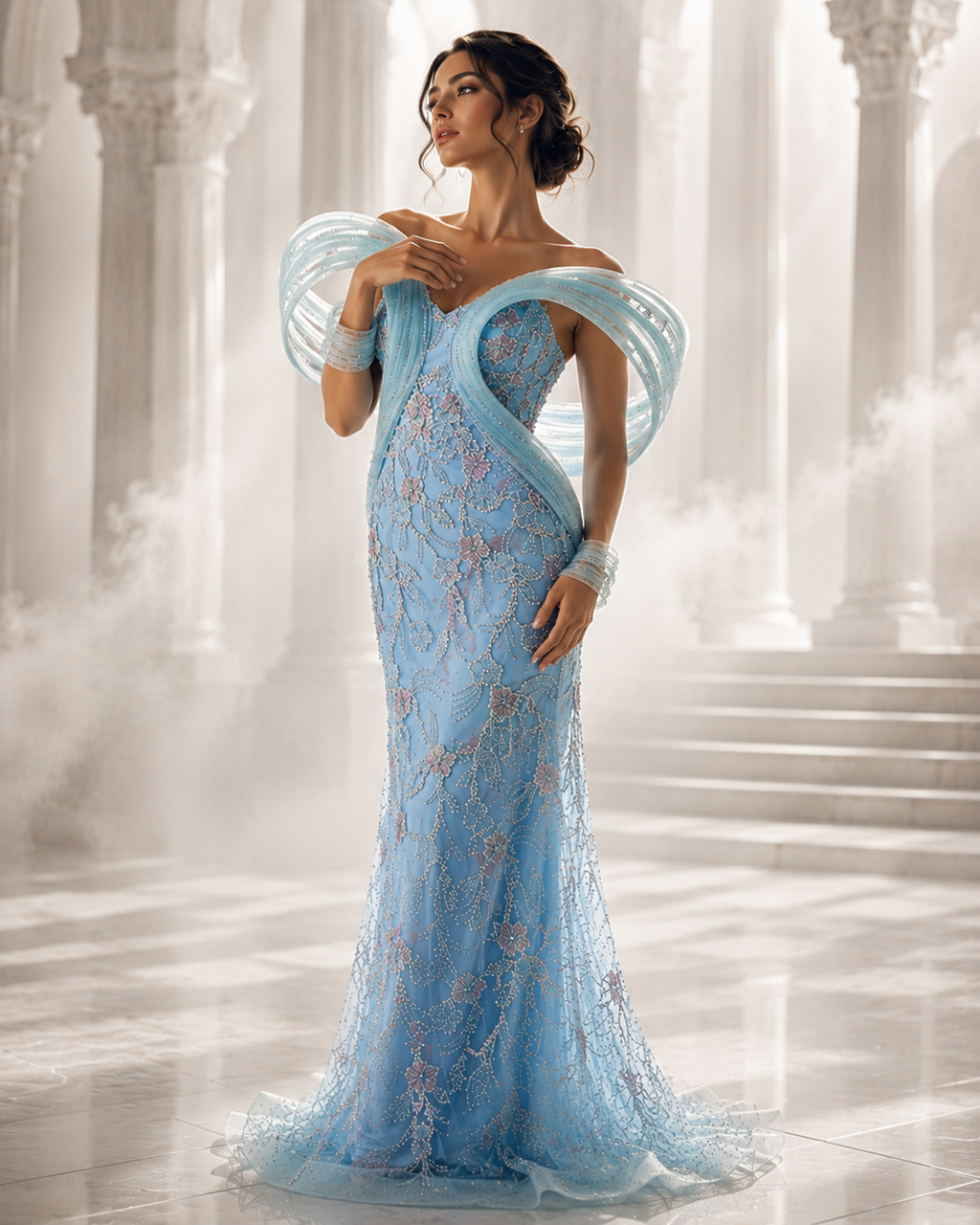 Celestial Aurora Crystal Couture Gown