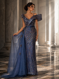 Midnight Sapphire Crystal Couture Gown