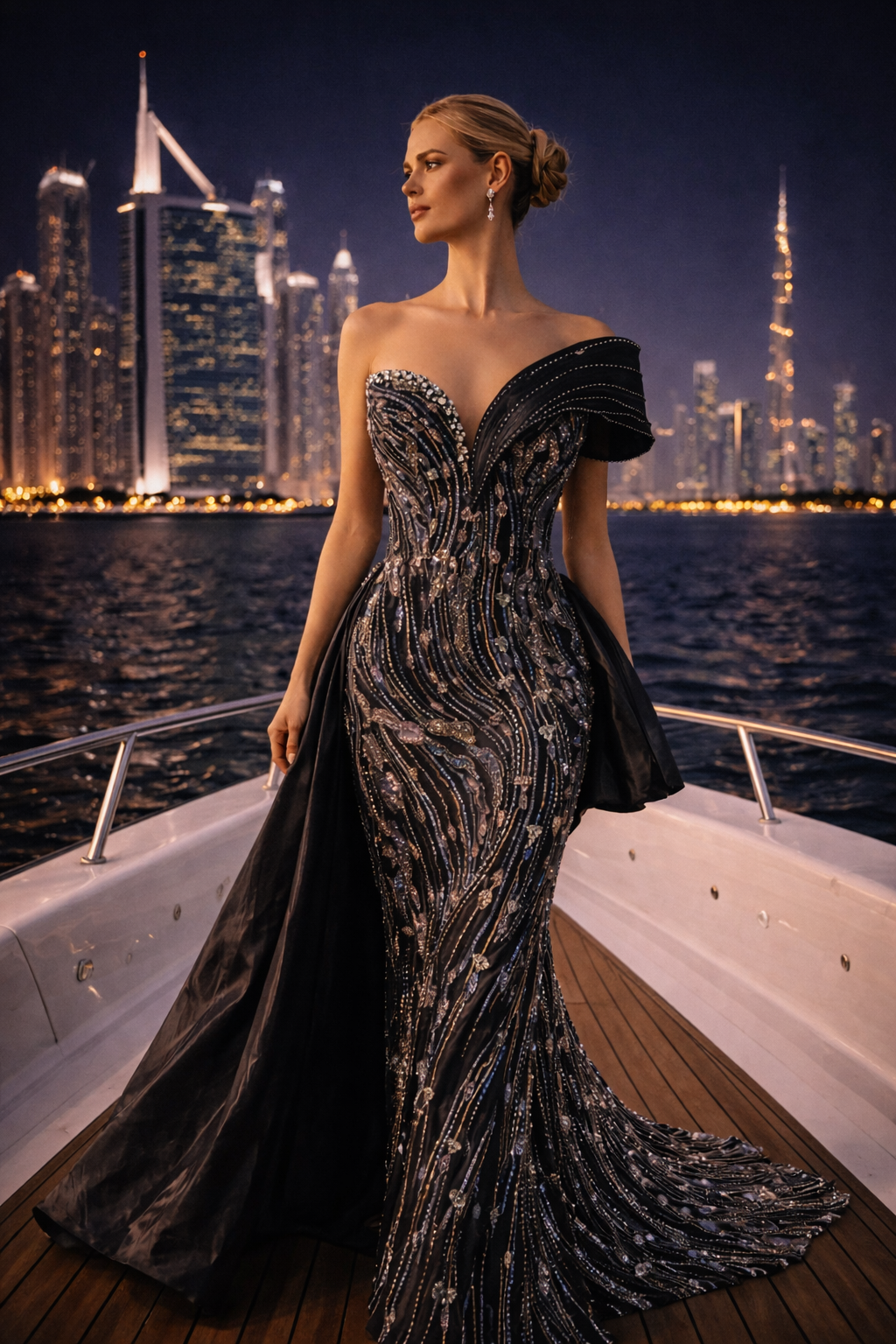Noir Embellished Couture Gown