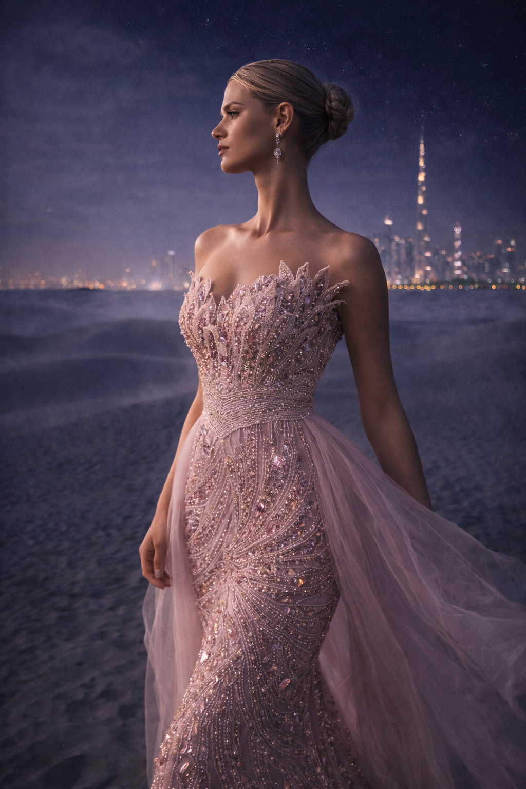 Blush Crystal Embellished Couture Gown