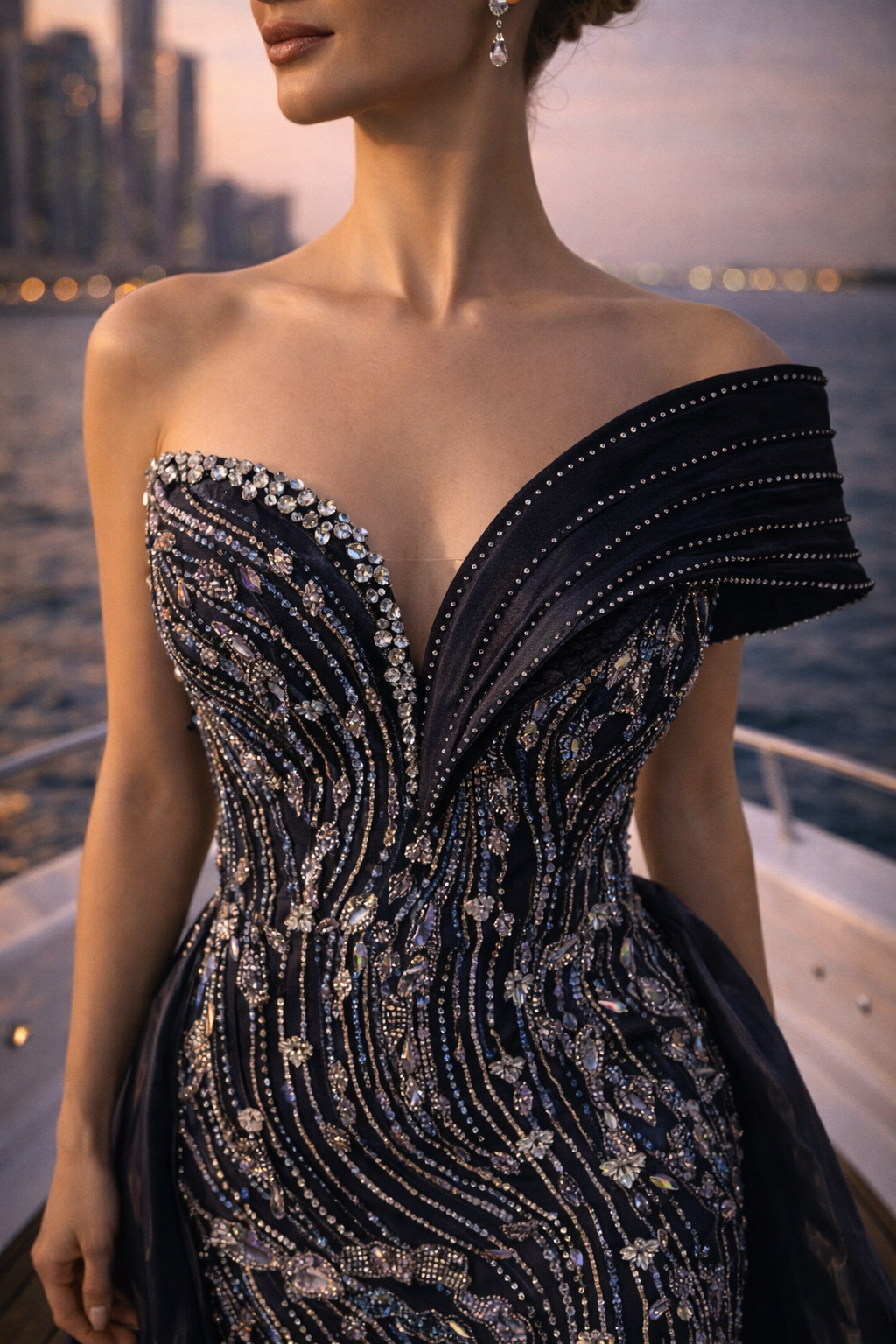 Noir Embellished Couture Gown