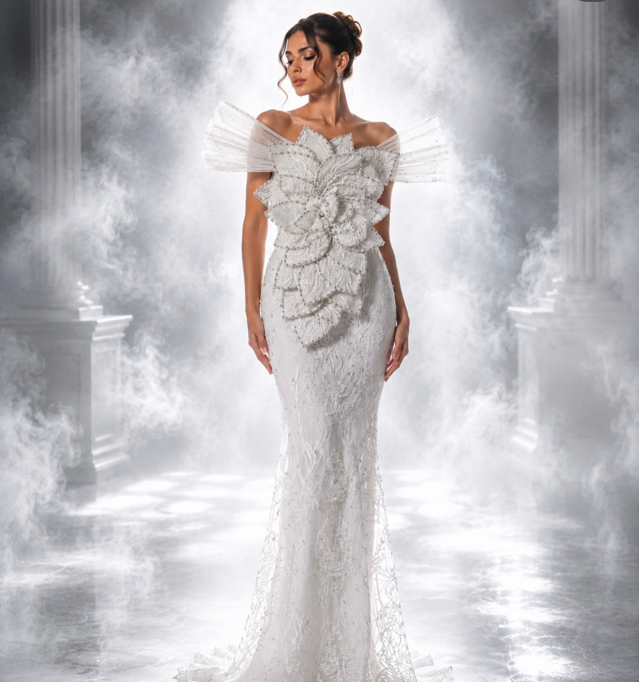 Ivory Bloom Sculpted Couture Gown