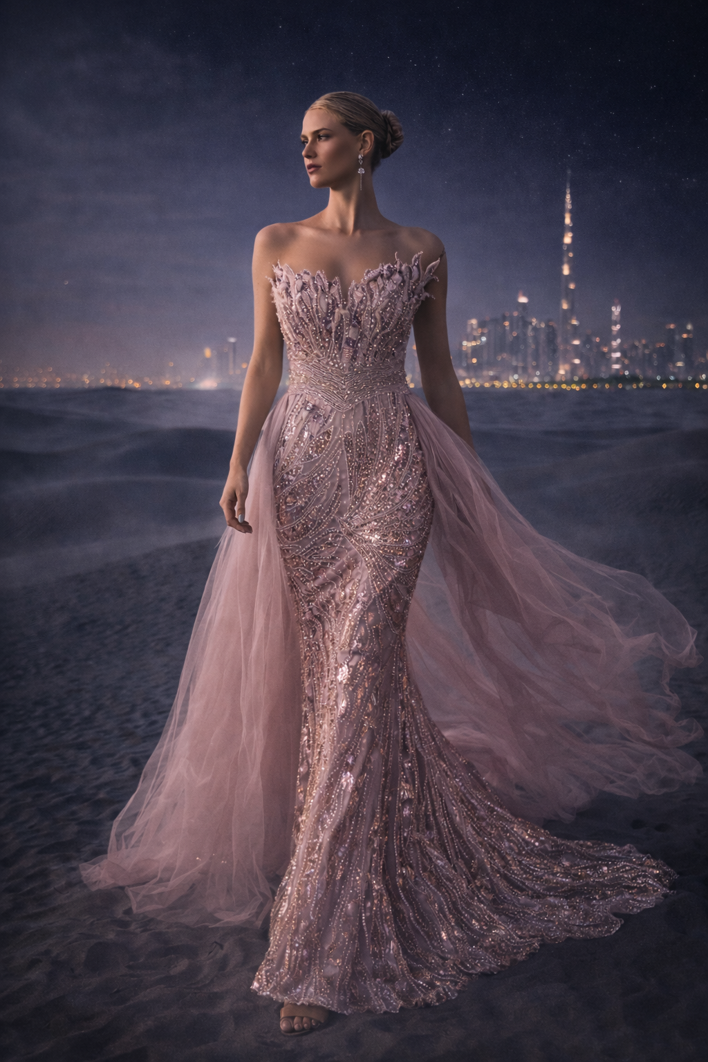 Blush Crystal Embellished Couture Gown