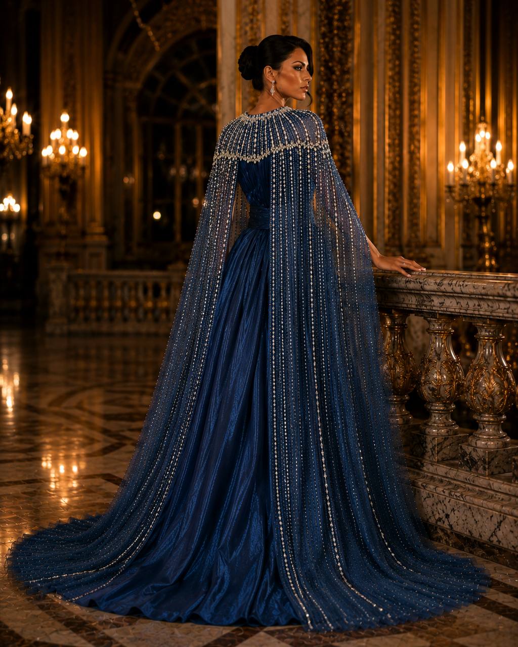 Royal Sapphire Cape Gown