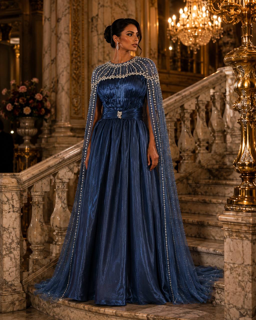 Royal Sapphire Cape Gown