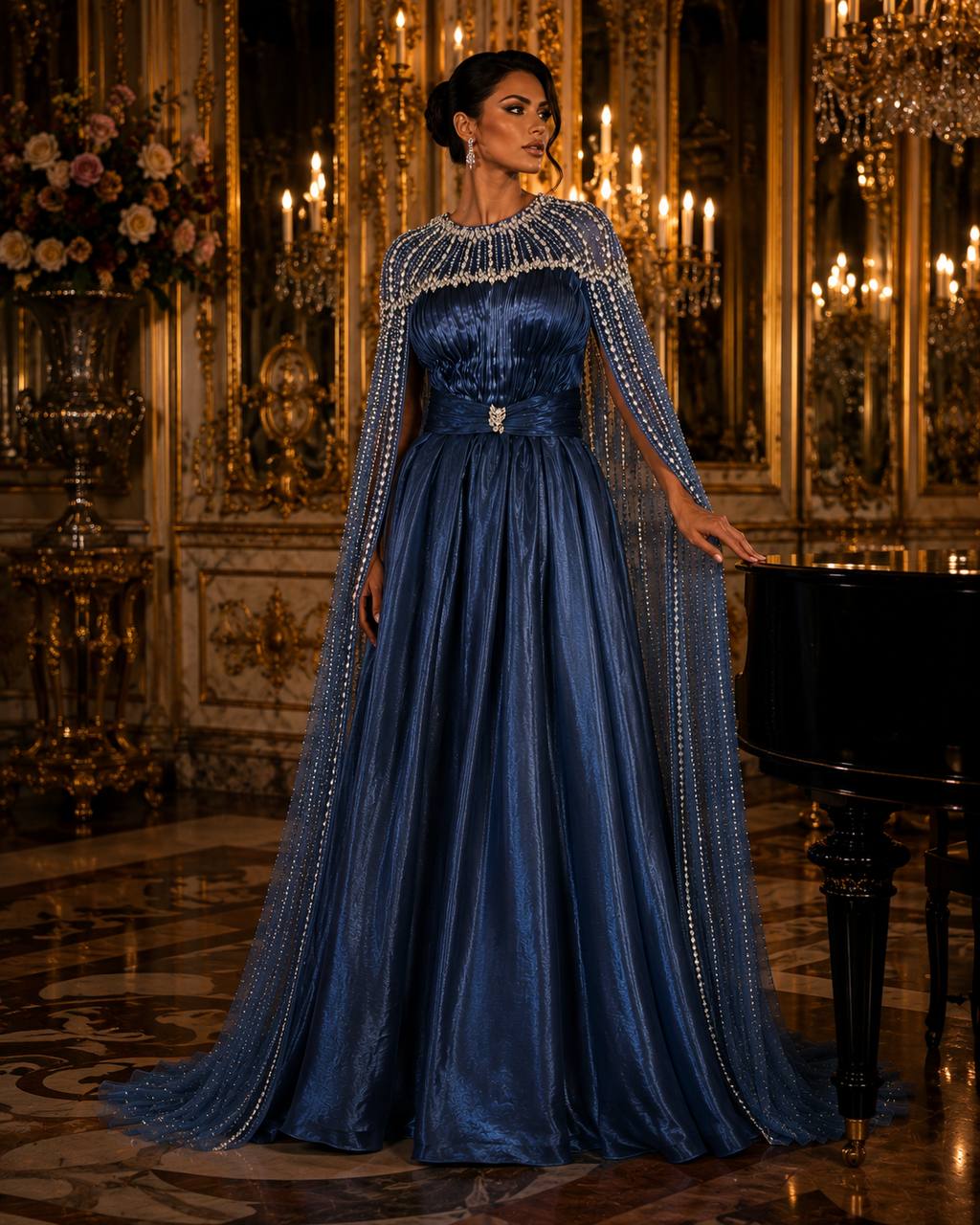 Royal Sapphire Cape Gown