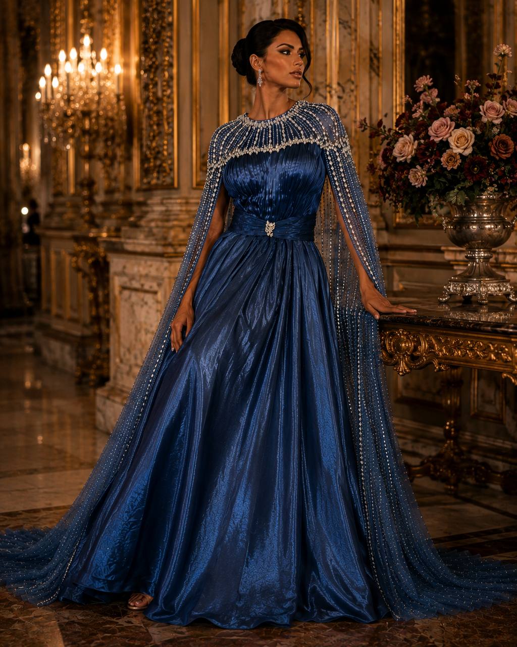 Royal Sapphire Cape Gown