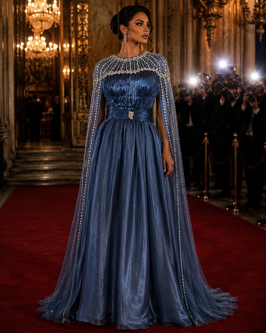 Royal Sapphire Cape Gown