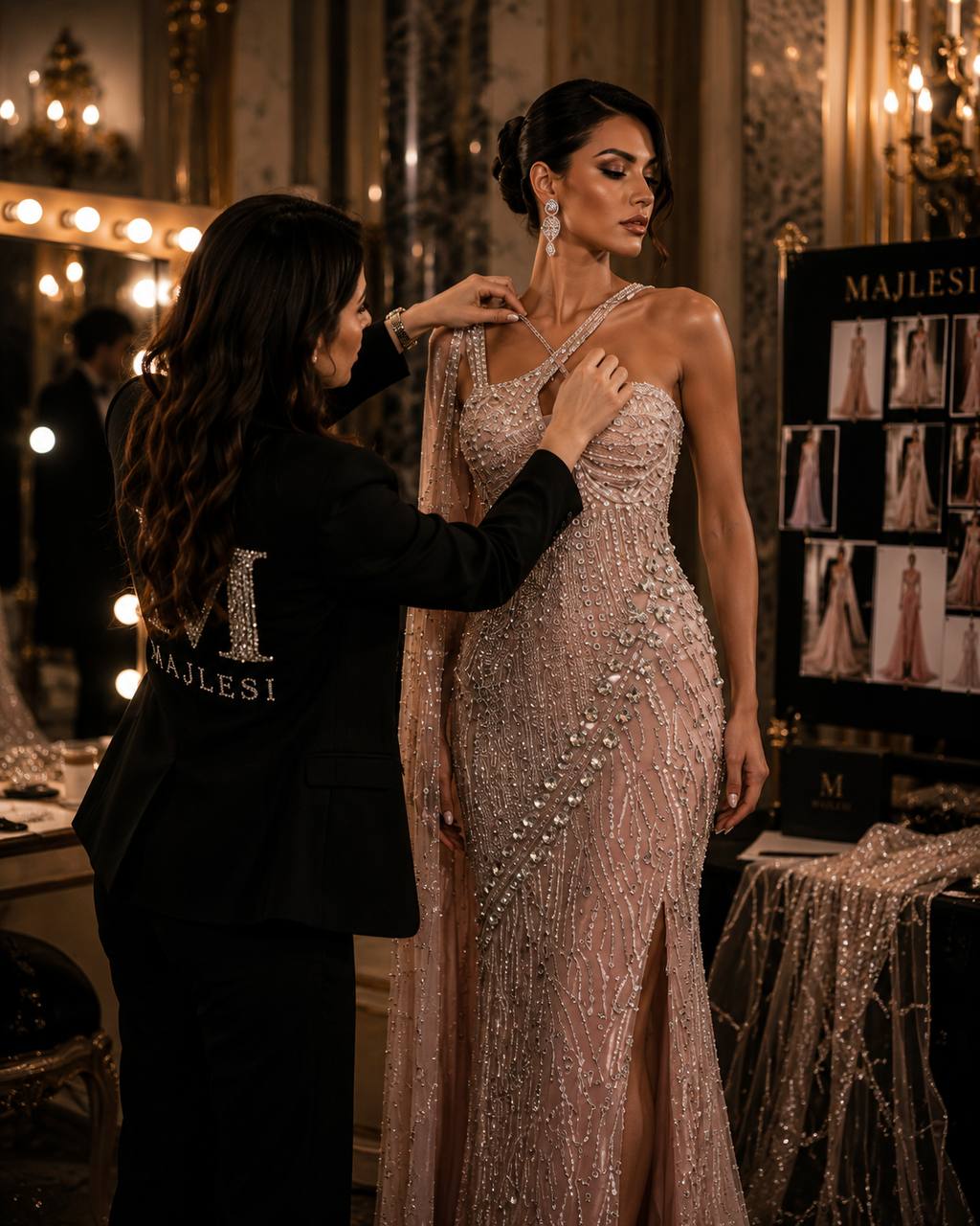 Champagne Aura Crystal Gown