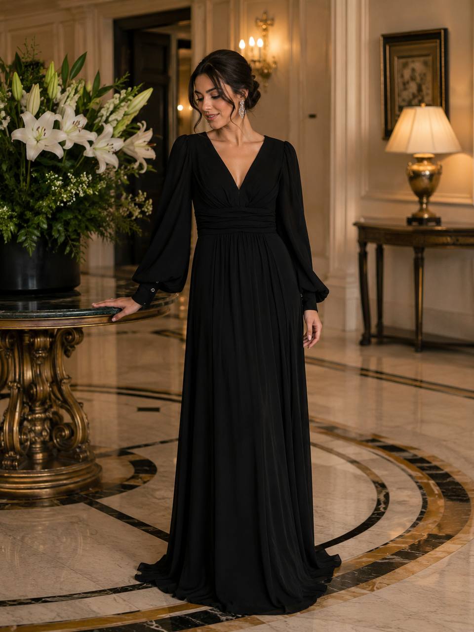 Noir Grace Evening Gown