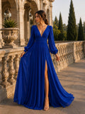 Royal Sapphire Chiffon Gown