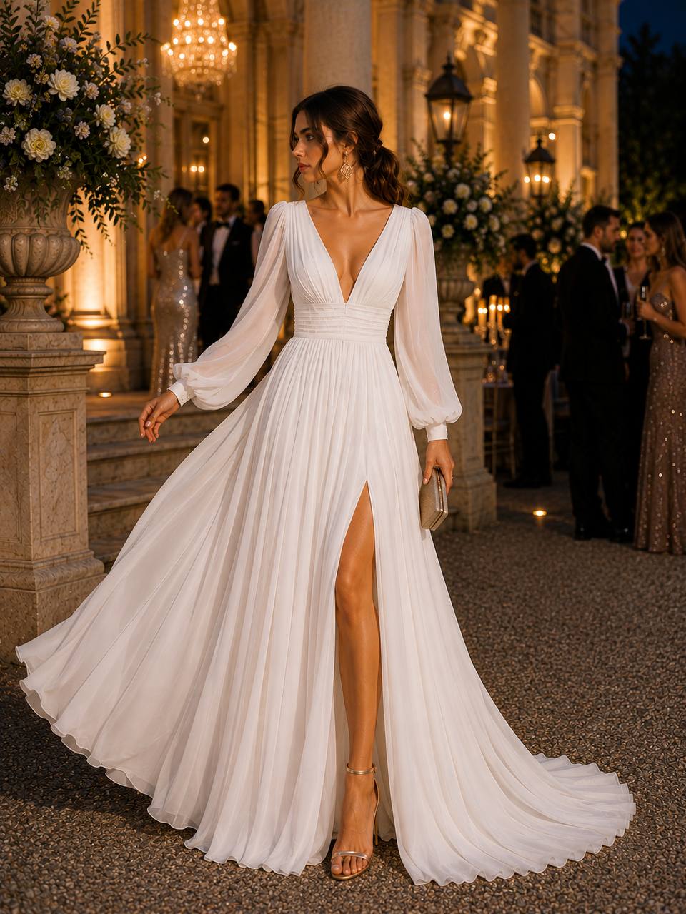 Ivory Lumière Chiffon Gown