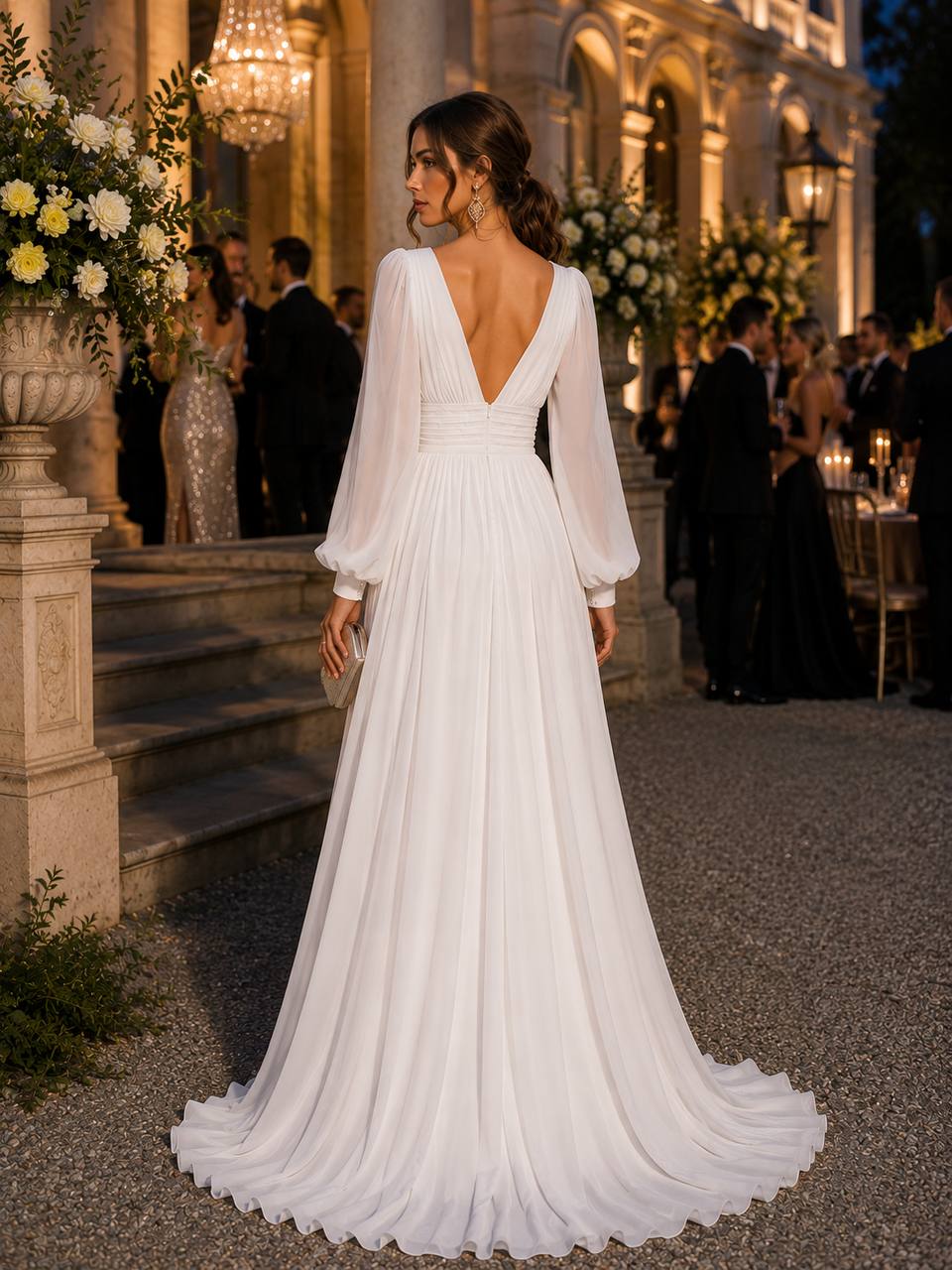 Ivory Lumière Chiffon Gown