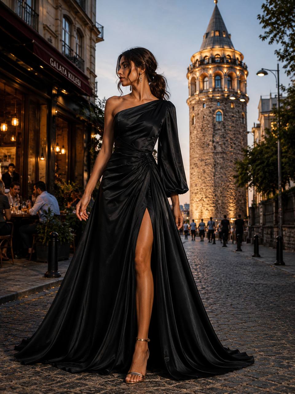 Noir Sultan Satin Gown