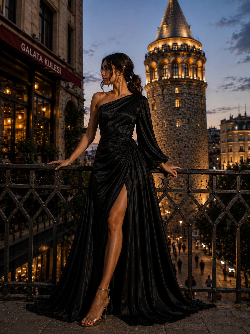Noir Sultan Satin Gown