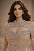 Champagne Crystal Structured Couture Gown
