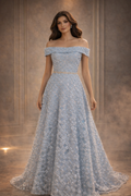 Powder Blue Couture A-Line Dress