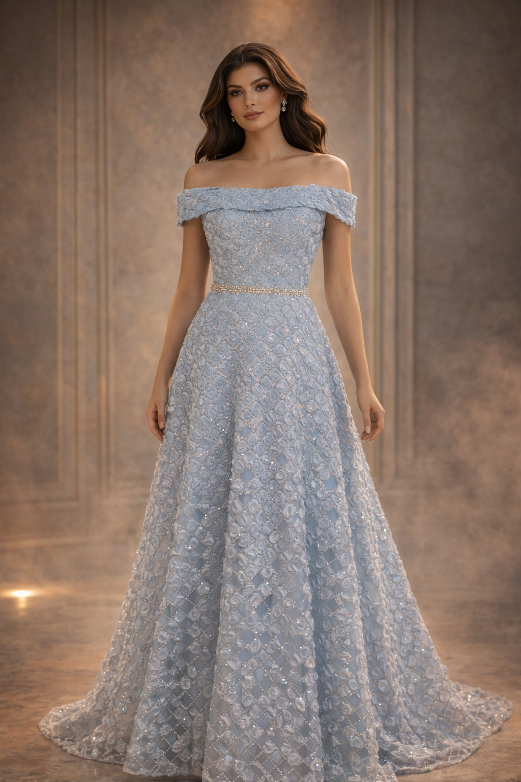 Powder Blue Couture A-Line Dress