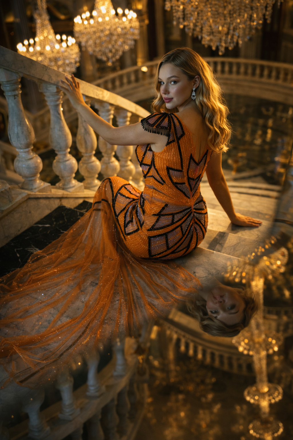 Amber Illusion Structured Gown
