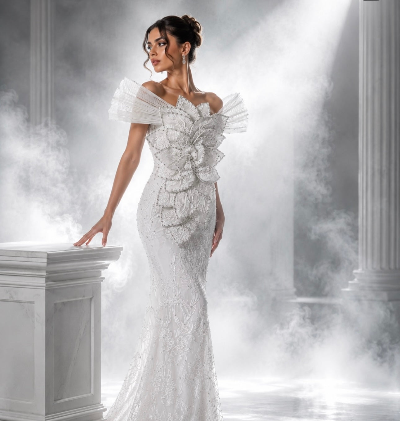 Ivory Bloom Sculpted Couture Gown