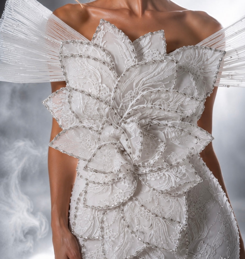 Ivory Bloom Sculpted Couture Gown