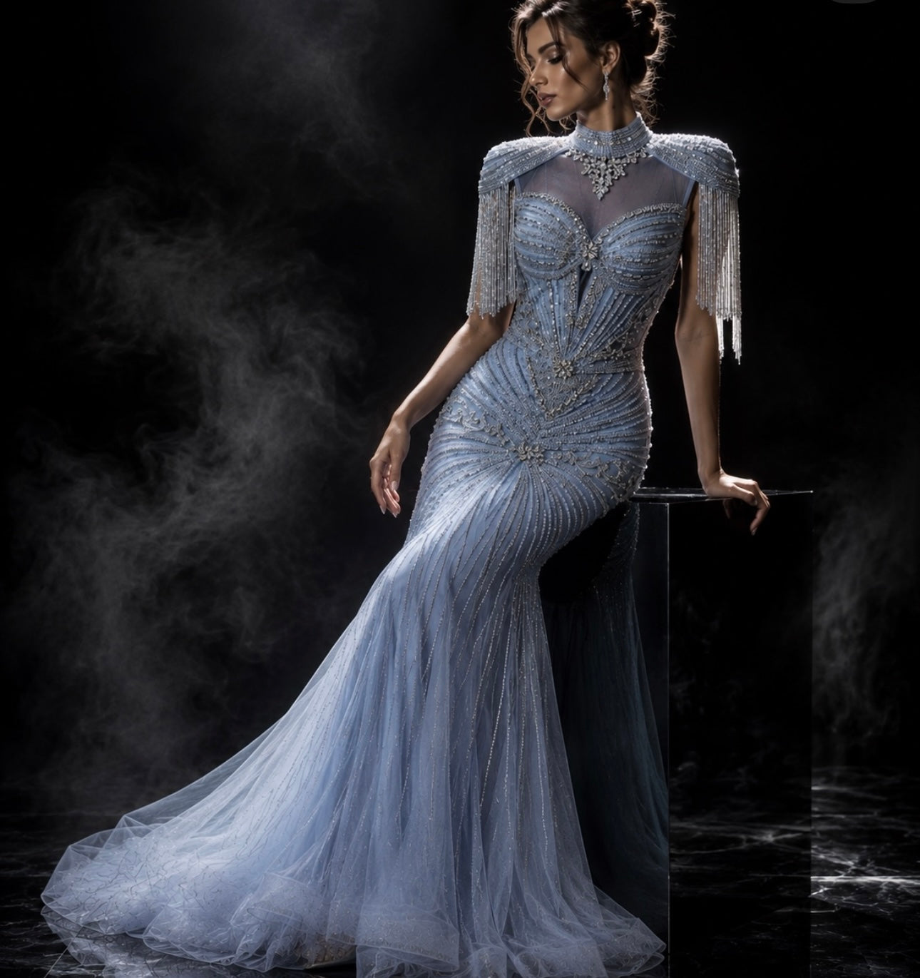 Frosted Majesty Crystal Couture Gown
