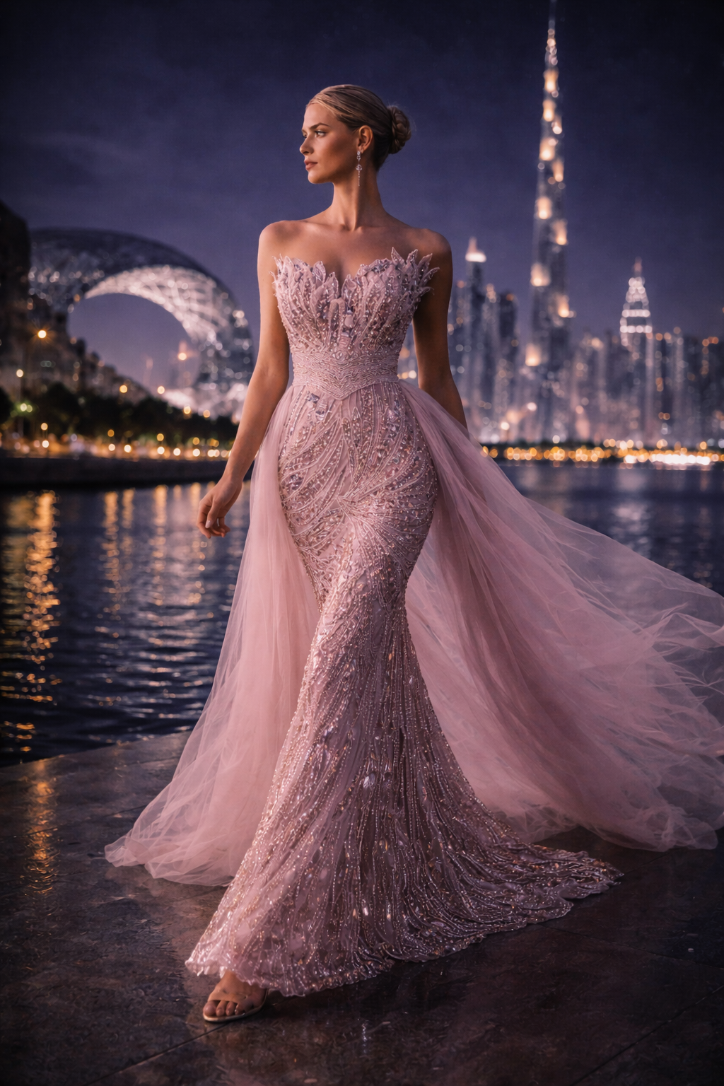 Blush Crystal Embellished Couture Gown