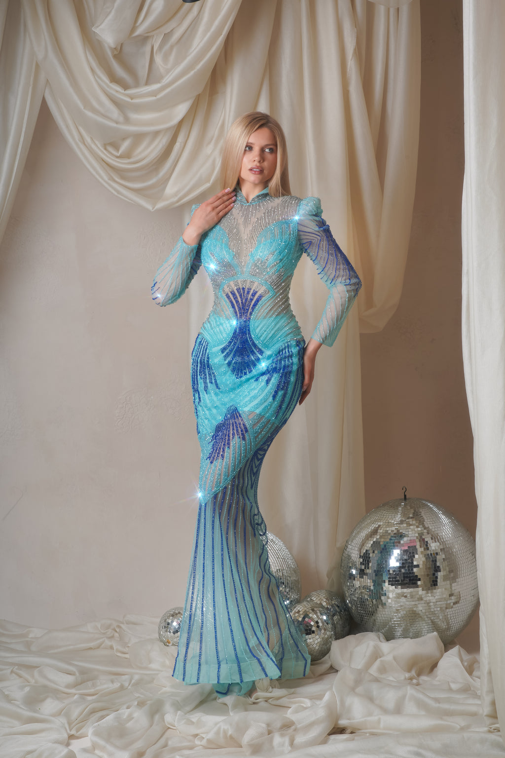 Azure Mirage Couture Gown