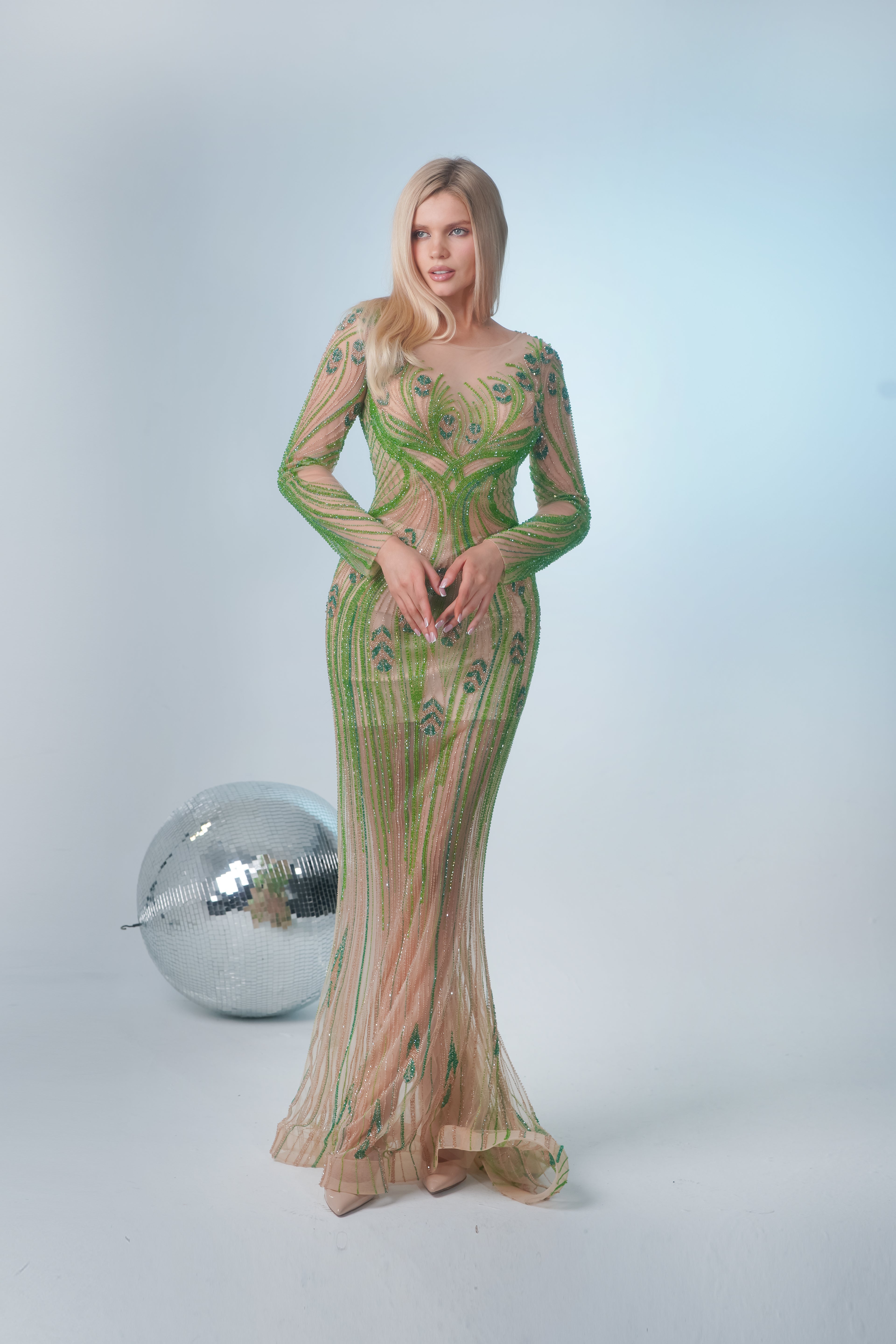 Emerald Whisper Couture Gown