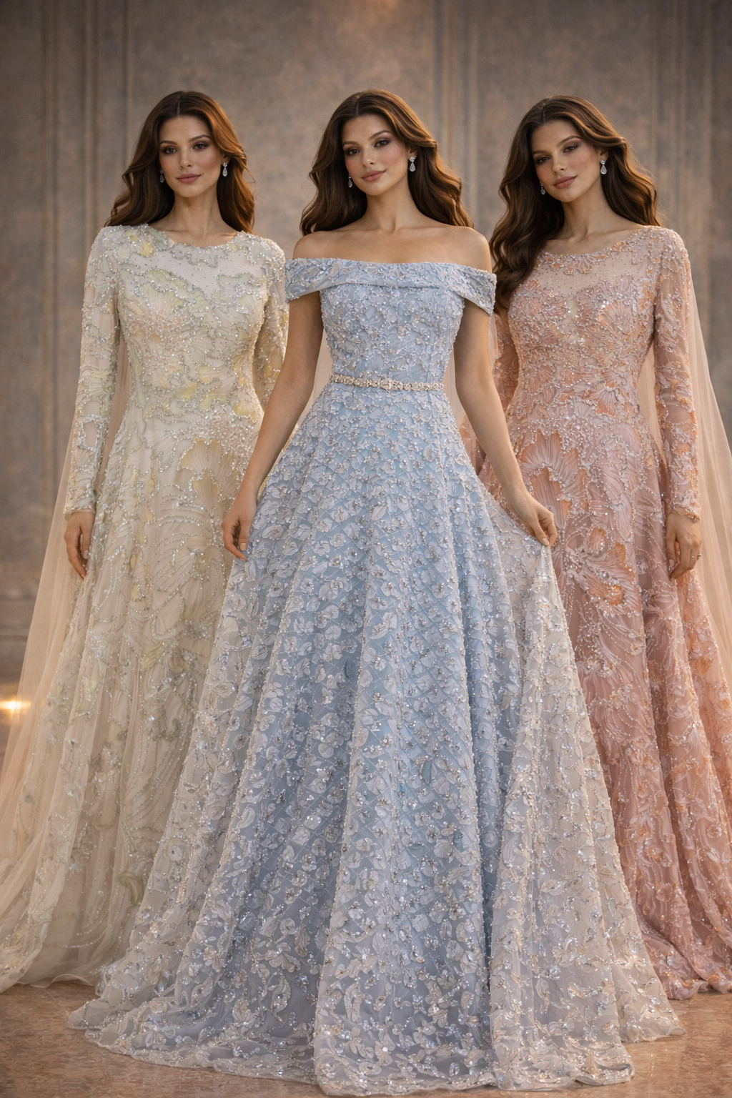Rose Embellished A-Line Gown