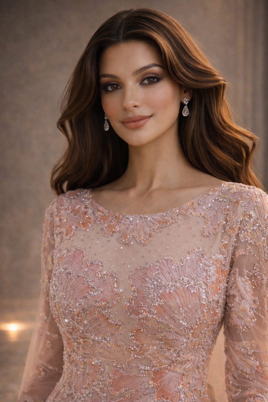 Rose Embellished A-Line Gown
